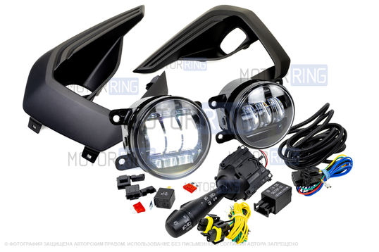 Комплект подключения ПТФ Sal-Man 65W с подрулевым переключателем и рамками для Лада Веста NG Кросс_1