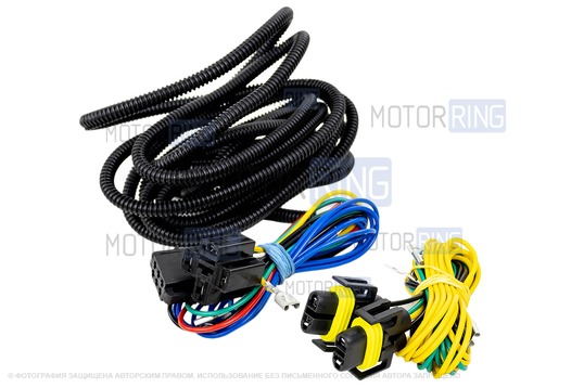 Комплект подключения ПТФ Sal-Man 65W с подрулевым переключателем и рамками для Лада Веста NG Кросс