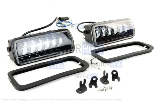 Светодиодные (LED) подфарники Sal-Man 3200-6200lux 11 полос (ДХО, бегущий поворотник, прожектор, дальний свет) для Лада 4х4, Нива Легенд