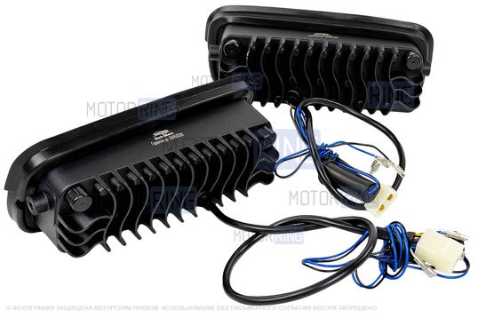 Светодиодные (LED) подфарники Sal-Man 3200-6200lux 11 полос (ДХО, бегущий поворотник, прожектор, дальний свет) для Лада 4х4, Нива Легенд