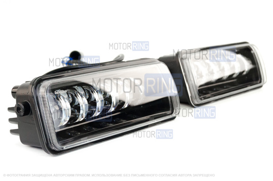 Светодиодные (LED) подфарники Sal-Man 3200-6200lux 11 полос (ДХО, бегущий поворотник, прожектор, дальний свет) для Лада 4х4, Нива Легенд