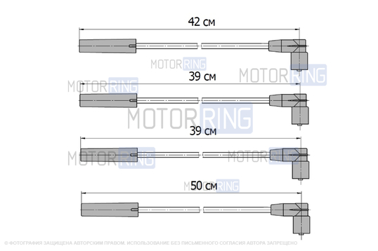 Высоковольтные черные провода Cargen Стандарт под моновпрыск для инжекторных ВАЗ 2104, 2107, Лада 4х4 (Нива), Надежда, Шевроле Нива
