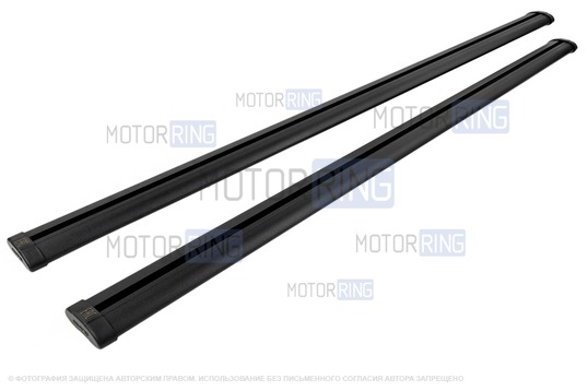 Аэродинамические черные поперечины АПС АЭРО 1200мм на рейлинги с просветом с креплением Скоба