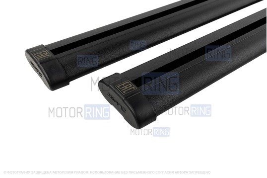 Аэродинамические черные поперечины АПС АЭРО 1400мм на рейлинги с просветом с креплением Скоба