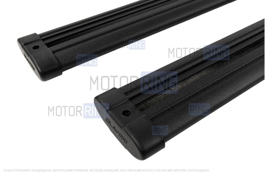 Аэродинамические черные поперечины АПС АЭРО 1400мм на рейлинги с просветом с креплением Скоба