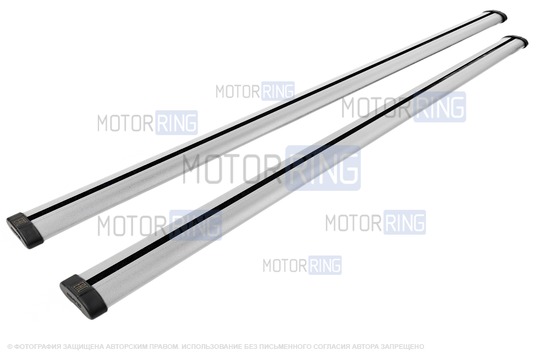 Аэродинамические серые поперечины АПС АЭРО 1200мм на рейлинги с просветом с креплением Скоба
