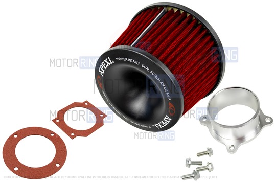 Универсальный красный воздушный фильтр нулевого сопротивления APExi для Лада и иномарок_1