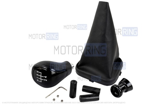 Ручка КПП черный лак с белой LED подсветкой и пыльником для ВАЗ 2113, 2114, 2115_1