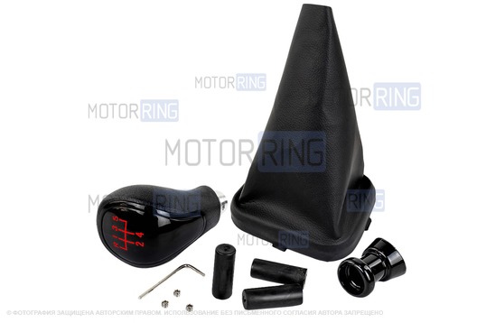 Ручка КПП черный лак с красной LED подсветкой и пыльником для ВАЗ 2113, 2114, 2115_1