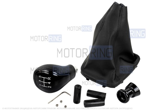 Ручка КПП черный лак с белой LED подсветкой и пыльником для Лада Гранта, Гранта FL, Калина 2, Датсун с тросовым приводом_1