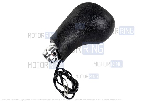 Ручка КПП черный лак с белой LED подсветкой и пыльником для Лада Гранта, Гранта FL, Калина 2, Датсун с тросовым приводом