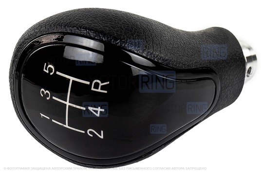 Ручка КПП черный лак с зеленой LED подсветкой и пыльником для Лада Гранта, Гранта FL, Калина 2, Датсун с тросовым приводом