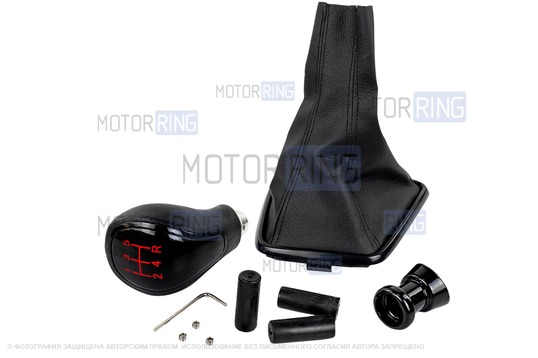 Ручка МКПП черный лак с красной LED подсветкой и пыльником для Лада Веста, Веста NG_1