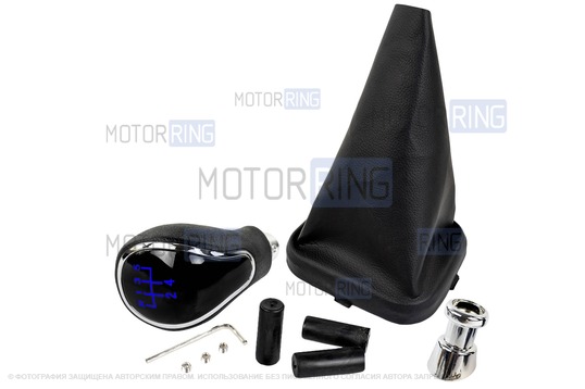 Ручка КПП хром с синей подсветкой и кожухом для ВАЗ 2113, 2114, 2115_1