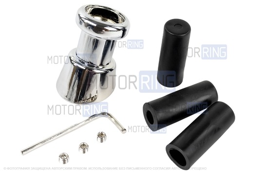 Ручка КПП хром с синей подсветкой и кожухом для ВАЗ 2113, 2114, 2115