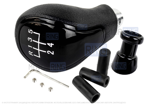 Ручка КПП Sal-Man в стиле Весты с белой подсветкой и черной лаковой вставкой для ВАЗ 2108-21099, 2110-2112, 2113-2115, Лада Гранта, Приора, Приора 2, Калина, Калина 2 с кулисой (прямоугольный шток)_1