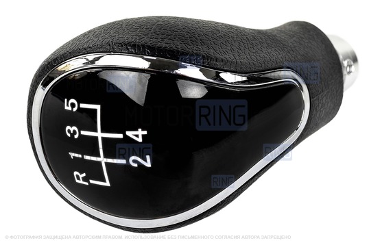 Ручка КПП хром с белой подсветкой и пыльником для Лада Приора с кулисой (прямоугольный шток)