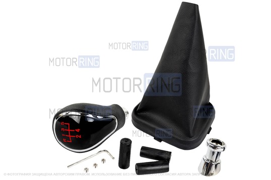 Ручка КПП хром с красной LED подсветкой и пыльником для ВАЗ 2113, 2114, 2115_1