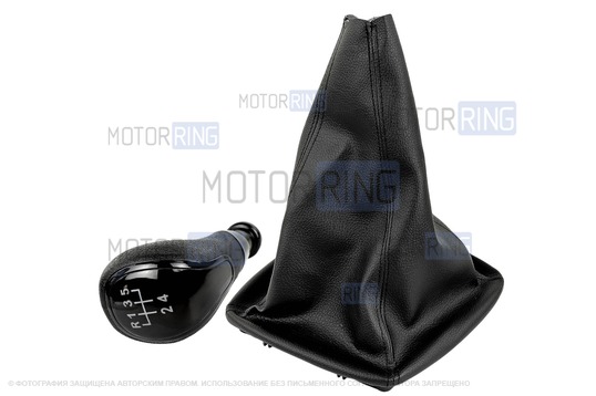 Ручка КПП с черной лаковой вставкой и пыльником для Лада Приора с кулисой (прямоугольный шток)_1