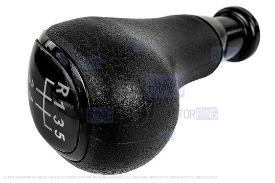 Ручка КПП с черной лаковой вставкой и пыльником для Лада Приора с кулисой (прямоугольный шток)