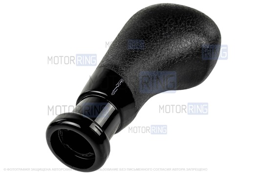 Ручка КПП с черной лаковой вставкой и пыльником для Лада Приора с кулисой (прямоугольный шток)