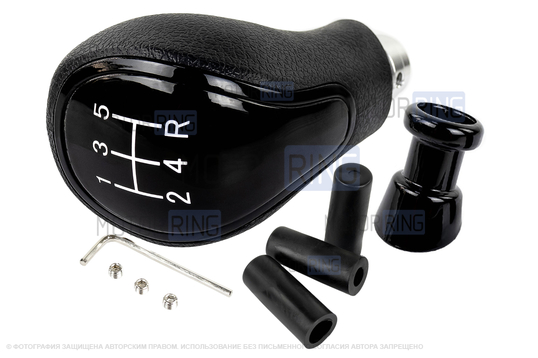 Ручка МКПП черный лак с белой LED подсветкой и пыльником для Лада Веста, Веста NG