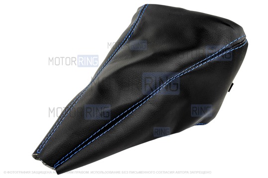 Кожух КПП из экокожи с синей строчкой для ВАЗ 2110-2112