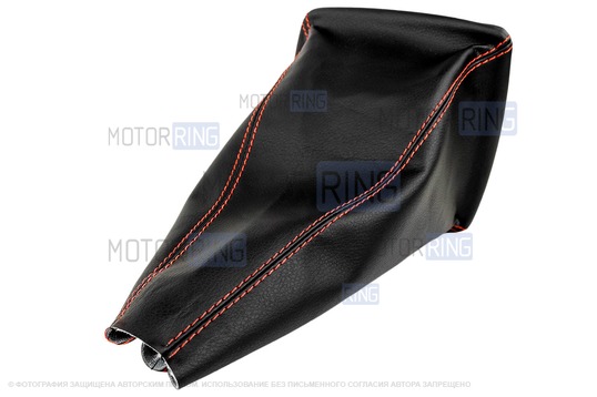 Кожух КПП из экокожи с красной строчкой для Лада Приора