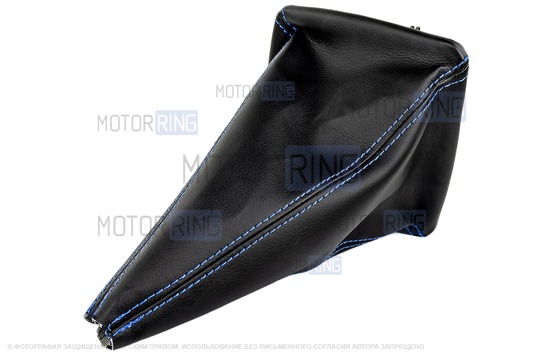 Кожух КПП из экокожи с синей строчкой для Лада Приора
