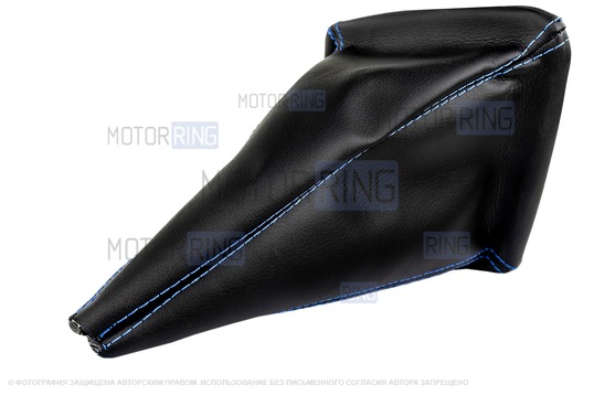 Кожух КПП из экокожи с синей строчкой для Лада Приора