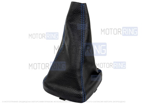 Ручка КПП черный лак с синей LED подсветкой и кожухом с синей строчкой для ВАЗ 2113, 2114, 2115