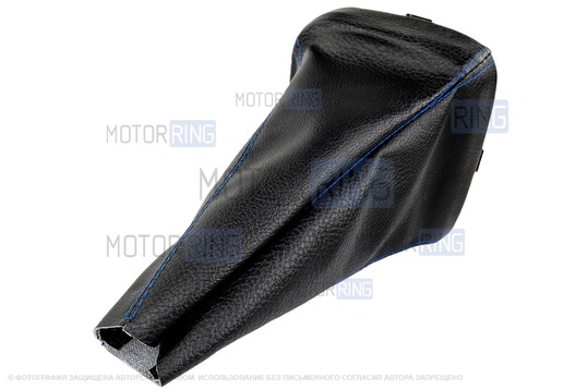 Ручка КПП черный лак с синей LED подсветкой и кожухом с синей строчкой для ВАЗ 2113, 2114, 2115