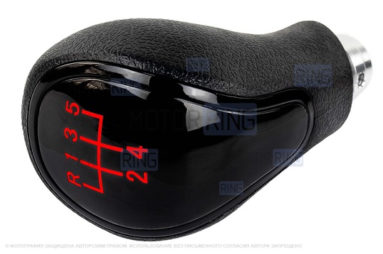 Ручка КПП черный лак с красной LED подсветкой и кожухом с красной строчкой для ВАЗ 2113, 2114, 2115