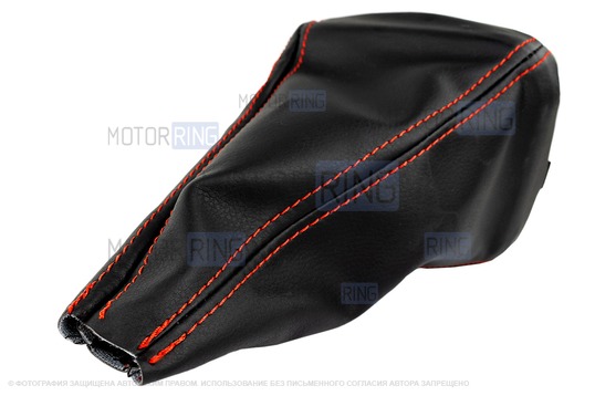 Ручка КПП черный лак с красной LED подсветкой и кожухом с красной строчкой для ВАЗ 2113, 2114, 2115