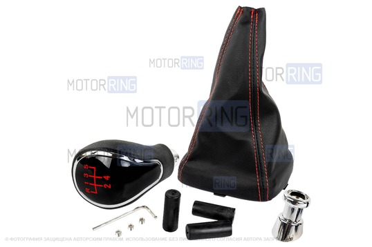 Ручка КПП хром с красной LED подсветкой и кожухом с красной строчкой для ВАЗ 2113, 2114, 2115_1