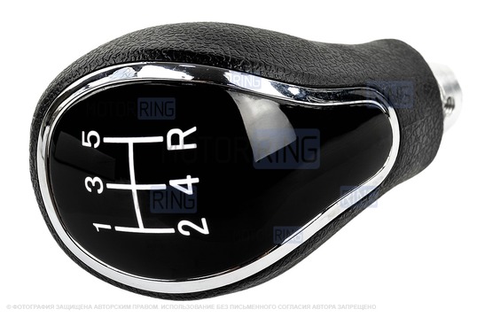 Ручка КПП хром с белой LED подсветкой и пыльником для Лада Гранта, Гранта FL, Калина 2, Датсун с тросовым приводом