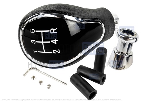 Ручка КПП хром с белой LED подсветкой и пыльником для Лада Гранта, Гранта FL, Калина 2, Датсун с тросовым приводом