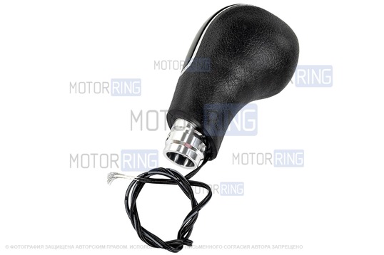 Ручка КПП хром с зеленой LED подсветкой и пыльником для Лада Гранта, Гранта FL, Калина 2, Датсун с тросовым приводом