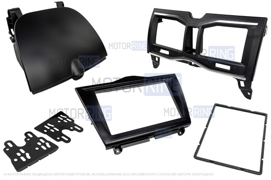 Комплект переходной рамки для установки магнитолы 2DIN с центральным вещевым ящиком и рамкой сопла для Лада Калина 2, Гранта FL_1