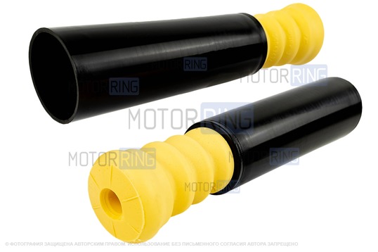 Буферы хода сжатия задней подвески (2 шт) Технологии Будущего с защитным кожухом для Лада Веста Кросс, Веста SW Кросс, Икс Рей Кросс