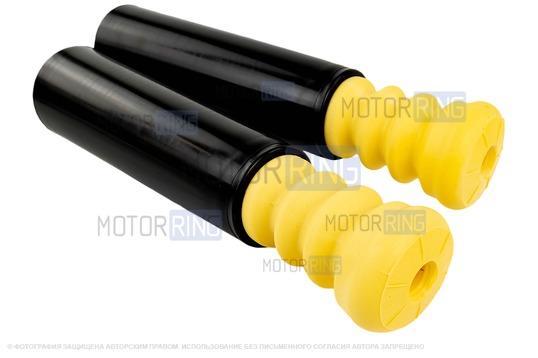 Буферы хода сжатия задней подвески (2 шт) Технологии Будущего с защитным кожухом для Лада Веста Кросс, Веста SW Кросс, Икс Рей Кросс