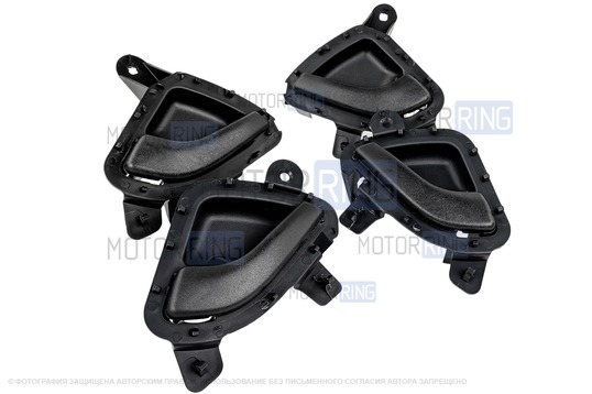 Черные внутренние ручки дверей (4шт) для Лада Калина 2, Гранта, Гранта FL, Датсун_1