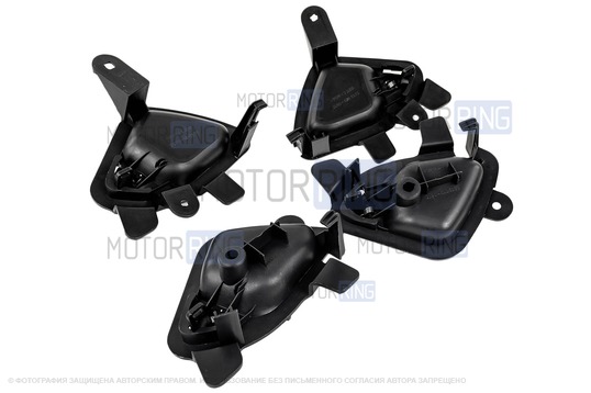 Черные внутренние ручки дверей (4шт) для Лада Калина 2, Гранта, Гранта FL, Датсун