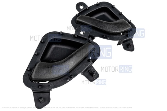 Черные внутренние ручки передних дверей (2шт) для Лада Калина 2, Гранта, Гранта FL, Датсун_1