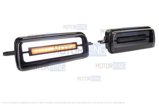 Светодиодные подфарники DLAA с плавным загоранием ДХО и динамическим поворотником для Лада 4х4, Нива Легенд_1