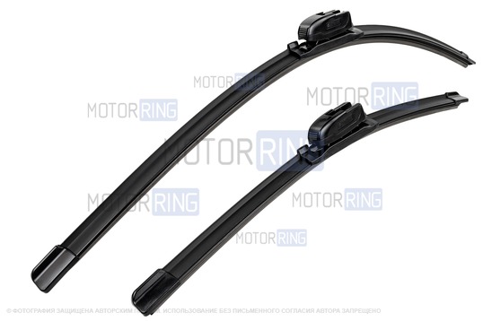 Комплект бескаркасных щеток стеклоочистителя Деталиус 600 и 400мм с адаптером типа Крючок_1