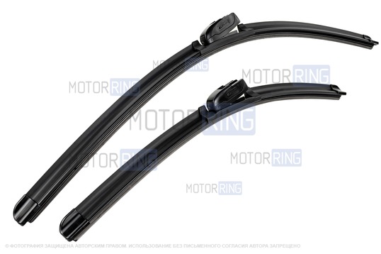 Комплект бескаркасных щеток стеклоочистителя Деталиус 600 и 450мм с адаптером типа Крючок_1