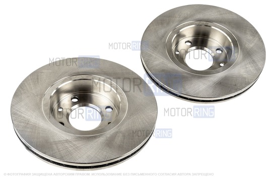 Вентилируемые передние тормозные диски АТС-STANDART R15 без насечек и перфорации для Лада Веста, Икс Рей, Ларгус, Renault Logan, Sandero, Megane, Clio, Nissan Micra, Note, Tiida