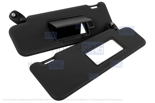 Солнцезащитные черные козырьки с зеркалами для Лада Икс Рей_1