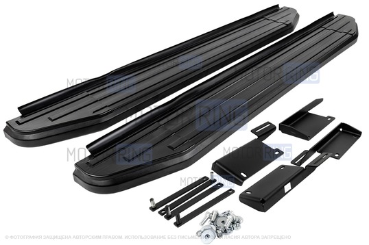 Пороги алюминиевые Rival Premium Black для 3-дверных Лада 4х4, Нива Легенд_1